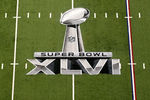 INDIANAPOLIS, IN - FEBRUARY 05:  A detail of the official Super Bowl XLVI logo painted on the field during Super Bowl XLVI between the New York Giants and the New England Patriots at Lucas Oil Stadium on February 5, 2012 in Indianapolis, Indiana.  (Photo by Andy Lyons/Getty Images)