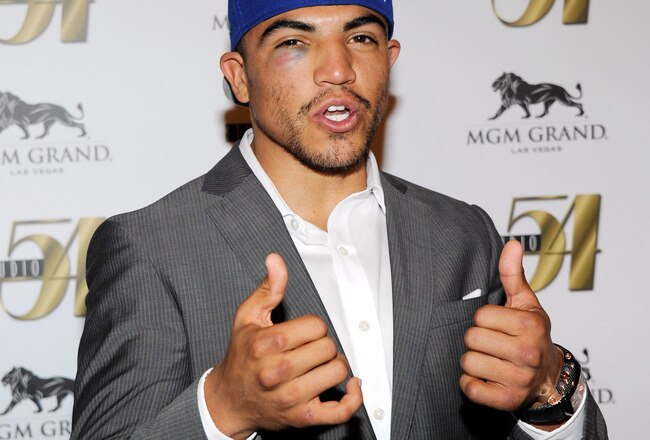 LAS VEGAS, NV - SEPTEMBER 18:  Boxer Victor Ortiz arrives at a post-fight party at Studio 54 inside the MGM Grand Hotel/Casino early on September 18, 2011 in Las Vegas, Nevada. Ortiz lost the WBC welterweight title to Floyd Mayweather Jr. by fourth-round knockout on September 17.  (Photo by Ethan Miller/Getty Images for Studio 54)