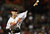 BALTIMORE, MD - SEPTEMBER 17: Starting pitcher Zach Britton #53 of the Baltimore Orioles works the first inning against the Los Angeles Angels of Anaheim at Oriole Park at Camden Yards on September 17, 2011 in Baltimore, Maryland. (Photo by Patrick Smith/Getty Images)