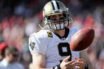 SAN FRANCISCO, CA - JANUARY 14:  Drew Brees #9 of the New Orleans Saints warms up before his team takes on the San Francisco 49ers in the NFC Divisional playoff game at Candlestick Park on January 14, 2012 in San Francisco, California.  (Photo by Thearon W. Henderson/Getty Images)