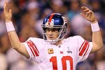 INDIANAPOLIS, IN - FEBRUARY 05:  Eli Manning #10 of the New York Giants reacts against the New England Patriots during Super Bowl XLVI at Lucas Oil Stadium on February 5, 2012 in Indianapolis, Indiana.  (Photo by Jamie Squire/Getty Images)