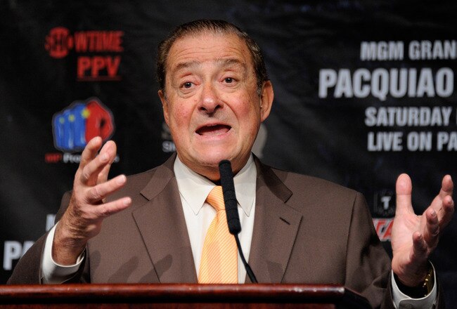 LAS VEGAS, NV - MAY 04:  Top Rank Founder and CEO Bob Arum speaks during the final news conference for the bout between boxers Manny Pacquiao and Shane Mosley at the MGM Grand Hotel/Casino May 4, 2011 in Las Vegas, Nevada. Pacquiao will defend his WBO welterweight title against Mosley on May 7, 2011 in Las Vegas.  (Photo by Ethan Miller/Getty Images)