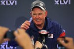 INDIANAPOLIS, IN - FEBRUARY 05:  Head coach Tom Coughlin of the New York Giants speaks to the media after defeating the New England Patriots in Super Bowl XLVI at Lucas Oil Stadium on February 5, 2012 in Indianapolis, Indiana. The New York Giants defeated the New England Patriots 21-17.  (Photo by Jamie Squire/Getty Images)