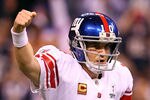 INDIANAPOLIS, IN - FEBRUARY 05:  Eli Manning #10 of the New York Giants reacts in the first half while taking on the New England Patriots during Super Bowl XLVI at Lucas Oil Stadium on February 5, 2012 in Indianapolis, Indiana. Manning, named MVP, led the Giants to a 21-17 victory.  (Photo by Al Bello/Getty Images)