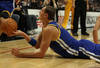 CHICAGO - NOVEMBER 11: Andris Biedrins #15 of the Golden State Warriors hands the ball off to a teammate after a scramble on the floor against the Chicago Bulls at the United Center on November 11, 2010 in Chicago, Illinois. NOTE TO USER: User expressly acknowledges and agrees that, by downloading and/or using this Photograph, User is consenting to the terms and conditions of the Getty Images License Agreement. (Photo by Jonathan Daniel/Getty Images)