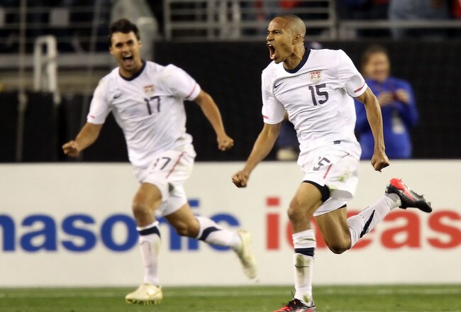 GLENDALE, AZ - JANUARY 21:  Ricardo Clark #15 of USA celebrates after scoring against Venezuela during the final moments of the friendly match at University of Phoenix Stadium on January 21, 2012 in Glendale, Arizona. USA defeated Venezuela 1-0.  (Photo by Christian Petersen/Getty Images)