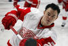 TORONTO, CANADA - JANUARY 7: Jiri Hudler #26 of the Detroit Red Wings shoots during warmup before NHL action against the Toronto Maple Leafs at The Air Canada Centre January 7, 2012 in Toronto, Ontario, Canada. (Photo by Abelimages/Getty Images)