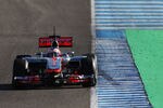 JEREZ DE LA FRONTERA, SPAIN - FEBRUARY 07:  McLaren driver Jenson Button of Great Britain drives the new McLaren Mercedes MP-27 during Formula One winter testing at the Circuito de Jerez on February 7, 2012 in Jerez de la Frontera, Spain.  (Photo by Mark Thompson/Getty Images)