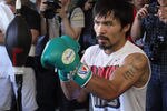 HOLLYWOOD, CA - APRIL 20:  Manny Pacquiao of the Philippines trains on the speed bag during a media workout at the Wild Card Boxing Club on April 20, 2011 in Hollywood, California.  (Photo by Jeff Gross/Getty Images)