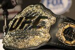HOLLYWOOD, CA - SEPTEMBER 20:  A detailed view of the UFC Championship belt prior to the UFC on Fox: Velasquez v Dos Santos - Press Conference at W Hollywood on September 20, 2011 in Hollywood, California.  (Photo by Victor Decolongon/Getty Images)