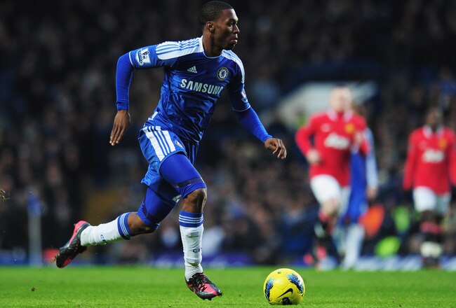 LONDON, ENGLAND - FEBRUARY 05:  Daniel Sturridge of Chelsea in action during the Barclays Premier League match between Chelsea and Manchester United at Stamford Bridge on February 5, 2012 in London, England.  (Photo by Shaun Botterill/Getty Images)