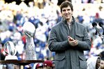 EAST RUTHERFORD, NJ - FEBRUARY 07:  Eli Manning #10 of the New York Giants speaks to fans at a rally to celebrate the New York Giants' Super Bowl victory at MetLife Stadium on February 7, 2012 in East Rutherford, New Jersey. The Giants defeated the New England Patriots 21-17 in Super Bowl XLVI at Lucas Oil Stadium on February 5, 2012 in Indianapolis, Indiana.  (Photo by Jeff Zelevansky/Getty Images)