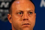 CHICAGO - MAY 27: General Manager Stan Bowman of the Chicago Blackhawks answers questions during Stanley Cup media day at the United Center on May 27, 2010 in Chicago, Illinois. (Photo by Jonathan Daniel/Getty Images)