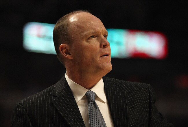 CHICAGO, IL - JANUARY 27:  Head coach Scott Skiles of the Milwaukee Bucks watches as his team takes on the Chicago Bulls at the United Center on January 27, 2012 in Chicago, Illinois. The Bulls defeated the Bucks 107-100. NOTE TO USER: User expressly acknowledges and agrees that, by downloading and or using this photograph, User is consenting to the terms and conditions of the Getty Images License Agreement.  (Photo by Jonathan Daniel/Getty Images)