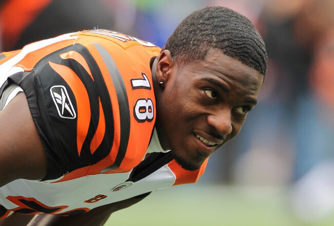 SEATTLE - OCTOBER 30:  Wide receiver A.J. Green #18 of the Cincinnati Bengals looks on during warmups prior to the game against the Seattle Seahawks at CenturyLink Field on October 30, 2011 in Seattle, Washington. (Photo by Otto Greule Jr/Getty Images)