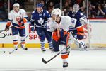 UNIONDALE, NY - JANUARY 24:  Dylan Reese #42 of the New York Islanders in action against the Toronto Maple Leafs on January 24, 2012 at Nassau Coliseum in Uniondale, New York. The Maple Leafs defeated the Islanders 4-3 after overtime.  (Photo by Jim McIsaac/Getty Images)