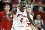BLOOMINGTON, IN - JANUARY 05:  Victor Oladipo #4 of the Indiana Hoosiers celebrates during the Big Ten Conference game against the Michigan Wolverines at Assembly Hall on January 5, 2012 in Bloomington, Indiana.  (Photo by Andy Lyons/Getty Images)