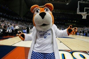 SAN ANTONIO - APRIL 05:  The Memphis Tigers mascot performs before taking on the UCLA Bruins during the National Semifinal game of the NCAA Men's Final Four at the Alamodome on April 5, 2008 in San Antonio, Texas.  (Photo by Streeter Lecka/Getty Images)