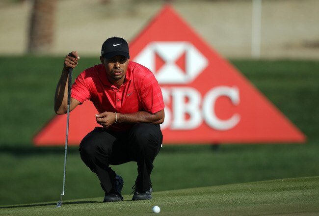 ABU DHABI, UNITED ARAB EMIRATES - JANUARY 29:  Tiger Woods of the USA during the final round of Abu Dhabi HSBC Golf Championship at the Abu Dhabi HSBC Golf Championship on January 29, 2012 in Abu Dhabi, United Arab Emirates.  (Photo by Ross Kinnaird/Getty Images)