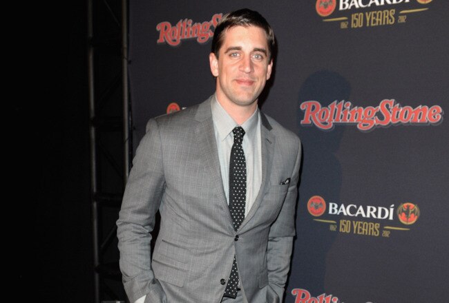 INDIANAPOLIS, IN - FEBRUARY 04:  Green Bay quarterback Aaron Rodgers arrives at Rolling Stone's Bacardi Bash: 150 Years of Rocking The Party at The Crane Bay on February 4, 2012 in Indianapolis, Indiana.  (Photo by Gustavo Caballero/Getty Images  for Rolling Stone's Volkswagen Rock & Roll Tailgate)