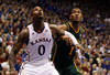 LAWRENCE, KS - JANUARY 16:  Thomas Robinson #0 of the Kansas Jayhawks and Perry Jones III #1 of the Baylor Bears box out during the game on January 16, 2012 at Allen Fieldhouse in Lawrence, Kansas.  (Photo by Jamie Squire/Getty Images)
