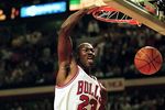 19 May 1998: Michael Jordan #23 of the Chicago Bulls dunks the ball during a Eastern Conference Finals game against the Indiana Pacers at the United Center in Chicago, Illinois. The Bulls defeated the Pacers 104- 98.