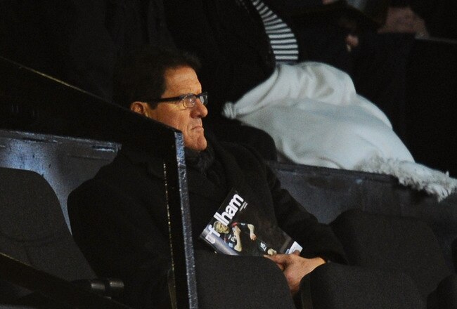 LONDON, ENGLAND - JANUARY 21: Fabio Capello, manager of England watches during the Barclays Premier League match between Fulham and Newcastle United at Craven Cottage on January 21, 2012 in London, England.  (Photo by Mike Hewitt/Getty Images)