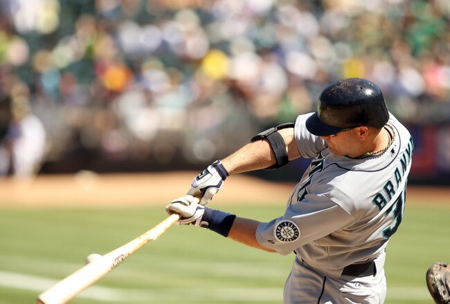 OAKLAND, CA - SEPTEMBER 06:  Russell Branyan #30 of the Seattle Mariners bats against the Oakland Athletics at the Oakland-Alameda County Coliseum on September 6, 2010 in Oakland, California.  (Photo by Ezra Shaw/Getty Images)