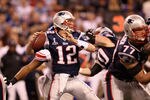 INDIANAPOLIS, IN - FEBRUARY 05:  Quarterback Tom Brady #12 of the New England Patriots looks upfield to pass against the New York Giants in the first half during Super Bowl XLVI at Lucas Oil Stadium on February 5, 2012 in Indianapolis, Indiana.  (Photo by Ezra Shaw/Getty Images)