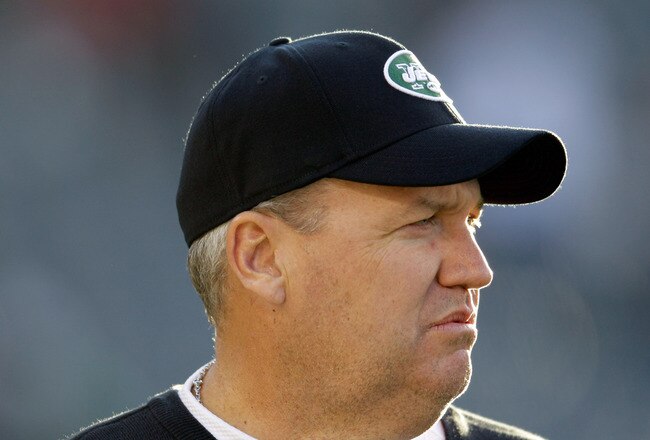 PHILADELPHIA, PA - DECEMBER 18:  Head coach Rex Ryan of the New York Jets walks onto the field before the start of the Jets game against the Philadelphia Eagles at Lincoln Financial Field on December 18, 2011 in Philadelphia, Pennsylvania.  (Photo by Rob Carr/Getty Images)
