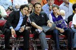 LAS VEGAS - OCTOBER 13:  (L-R) Brothers George Maloof, Gavin Maloof and Joe Maloof watch a preseason game between the Sacramento Kings and the Los Angeles Lakers at the Thomas & Mack Center October 13, 2010 in Las Vegas, Nevada. The Lakers won 98-95. NOTE TO USER: User expressly acknowledges and agrees that, by downloading and/or using this Photograph, user is consenting to the terms and conditions of the Getty Images License Agreement.  (Photo by Ethan Miller/Getty Images)