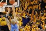 OAKLAND, CA - MAY 11:  Fans of the Golden State Warriors celebrate against the Utah Jazz in Game Three of the Western Conference Semifinals during the 2007 NBA Playoffs at Oracle Arena May 11, 2007 in Oakland, California. NOTE TO USER: User expressly acknowledges and agrees that, by downloading and or using this photograph, user is consenting to the terms and conditions of the Getty Images License Agreement.  (Photo by Justin Sullivan/Getty Images)