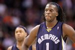 PHOENIX - NOVEMBER 25:  DeMarre Carroll #1 of the Memphis Grizzlies during the NBA game against the Phoenix Suns at US Airways Center on November 25, 2009 in Phoenix, Arizona.  The Suns defeated the Grizzlies 126-111.  NOTE TO USER: User expressly acknowledges and agrees that, by downloading and or using this photograph, User is consenting to the terms and conditions of the Getty Images License Agreement.  (Photo by Christian Petersen/Getty Images)