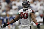 HOUSTON - SEPTEMBER 11:  Mario Williams #90 of the Houston Texans during game action against the Indianapolis Colts at Reliant Stadium on September 11, 2011 in Houston, Texas. The Texans won 34-7.  (Photo by Bob Levey/Getty Images)