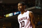 PHILADELPHIA, PA - DECEMBER 10:  Ramone Moore #10 of the Temple Owls looks on against the Villanova Wildcats at the Liacouras Center on December 10, 2011 in Philadelphia, Pennsylvania.  (Photo by Chris Chambers/Getty Images)