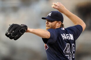 ANAHEIM, CA - MAY 21:  Tommy Hanson #48 of the Atlanta Braves pitches against the Los Angeles Angels of Anaheim during the first inning at Angel Stadium on May 21, 2011 in Anaheim, California.  (Photo by Harry How/Getty Images)