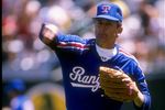 1989:  Pitcher Nolan Ryan of the Texas Rangers throws the ball. Mandatory Credit: Otto Greule  /Allsport