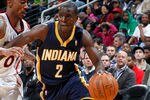ATLANTA, GA - FEBRUARY 08:  Darren Collison #2 of the Indiana Pacers drives against Jeff Teague #0 of the Atlanta Hawks at Philips Arena on February 8, 2012 in Atlanta, Georgia.  NOTE TO USER: User expressly acknowledges and agrees that, by downloading and or using this photograph, User is consenting to the terms and conditions of the Getty Images License Agreement.  (Photo by Kevin C. Cox/Getty Images)