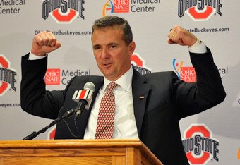 COLUMBUS, OH - NOVEMBER 28:  Urban Meyer speaks to the media after being introduced as the new head coach of Ohio State football on November 28, 2011 in Columbus, Ohio. (Photo by Jamie Sabau/Getty Images)