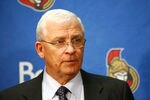 OTTAWA, ON - FEBRUARY 15:  Ottawa Senators GM Bryan Murray informs the media that Chris Kelly #22 of the Ottawa Senators has been traded to the Boston Bruins after a game against the New York Islanders at Scotiabank Place on February 15, 2011 in Ottawa, Ontario, Canada.  (Photo by Phillip MacCallum/Getty Images)