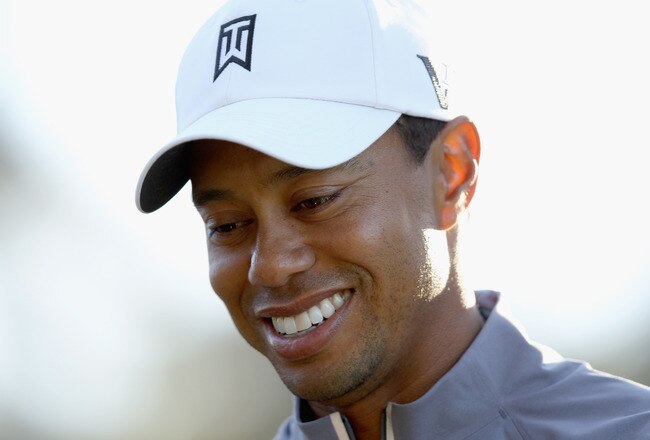 PEBBLE BEACH, CA - FEBRUARY 08:  Tiger Woods walks down the fairway during a practice round for the AT&T Pebble Beach National Pro-Am at the Monterey Peninsula Country Club on February 8, 2012 in Pebble Beach, California.  (Photo by Ezra Shaw/Getty Images)