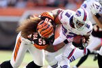 CINCINNATI, OH - OCTOBER 02:  Fred Jackson #22 of the Buffalo Bills is tackled by Rey Maualuga #58 of the Cincinnati Bengals during the game at Paul Brown Stadium on October 2, 2011 in Cincinnati, Ohio.  (Photo by Andy Lyons/Getty Images)