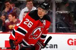 NEWARK, NJ - JANUARY 24:  Patrik Elias #26 of the New Jersey Devils waits for a faceoff during an NHL hockey game against the Buffalo Sabres at Prudential Center on January 24, 2012 in Newark, New Jersey.  (Photo by Paul Bereswill/Getty Images)