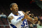 LAS VEGAS, NV - NOVEMBER 25:  Robert Covington #33 of the Tennessee State Tigers tries to keep the ball in bounds against the Mississippi Valley State Delta Devils during the third round of the Continental Tire Las Vegas Invitational at the Orleans Arena November 25, 2011 in Las Vegas, Nevada. Mississippi Valley State won 90-89 in double overtime.  (Photo by Ethan Miller/Getty Images)