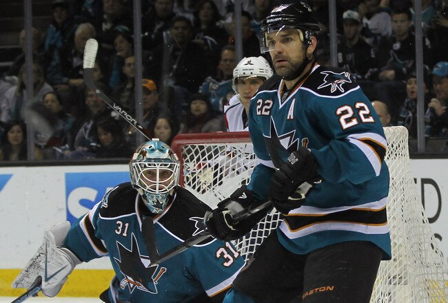 SAN JOSE, CA - JANUARY 07:  Dan Boyle #22 of the San Jose Sharks skates against the Washington Capitals at the HP Pavilion at San Jose on January 7, 2012 in San Jose, California. The Sharks defeated the Capitals 5-2.  (Photo by Bruce Bennett/Getty Images)