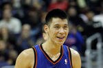 WASHINGTON, DC - FEBRUARY 08:  Jeremy Lin #17 of the New York Knicks smiles after scoring against the Washington Wizards during the second half at Verizon Center on February 8, 2012 in Washington, DC.   NOTE TO USER: User expressly acknowledges and agrees that, by downloading and or using this photograph, User is consenting to the terms and conditions of the Getty Images License Agreement.  (Photo by Rob Carr/Getty Images)