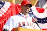 ANAHEIM, CA - DECEMBER 10:  Albert Pujols speaks at a public press conference introducing newly signed Los Angeles Angels of Anaheim  players Pujols and C.J. Wilson at Angel Stadium on December 10, 2011 in Anaheim, California.  (Photo by Stephen Dunn/Getty Images)