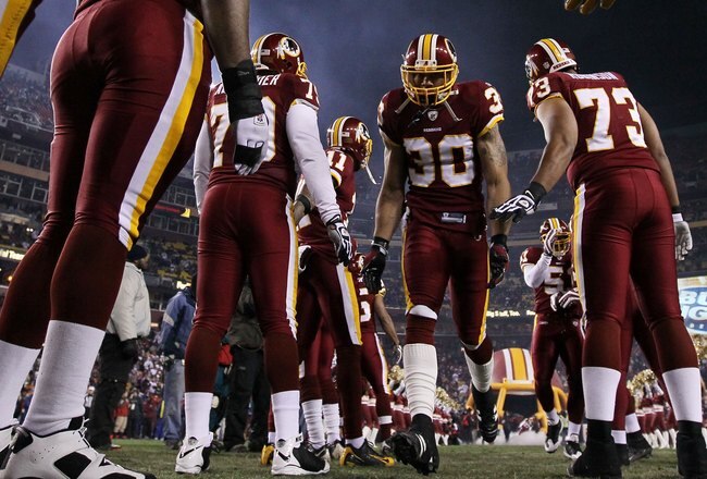 LANDOVER, MD - DECEMBER 21:  LaRon Landry #30 of the Washington Redskins is introduced before the game against the New York Giants during their game on December 21, 2009 at Fedex Field in Landover, Maryland.  (Photo by Al Bello/Getty Images)
