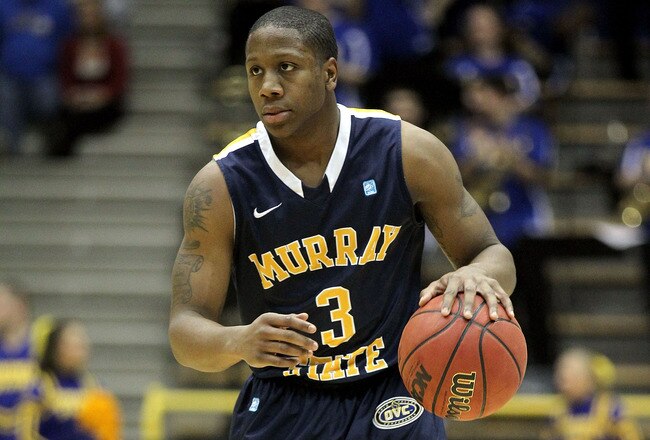 MOREHEAD, KY - JANUARY 18:  Isaiah Canaan #3 of the Murray State Racers dribbles the ball during the OVC game against the Morehead State Eagles at Johnson Arena on January 18, 2012 in Morehead, Kentucky.  (Photo by Andy Lyons/Getty Images)