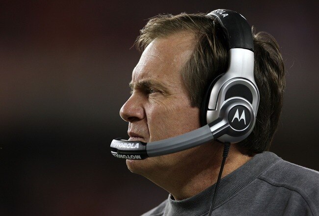 CINCINNATI - OCTOBER 01:  Head coach Bill Belichick of the New England Patriots looks on during action against the Cincinnati Bengals during the NFL game on October 1, 2007 at Paul Brown Stadium in Cincinnati, Ohio.  (Photo by Andy Lyons/Getty Images)